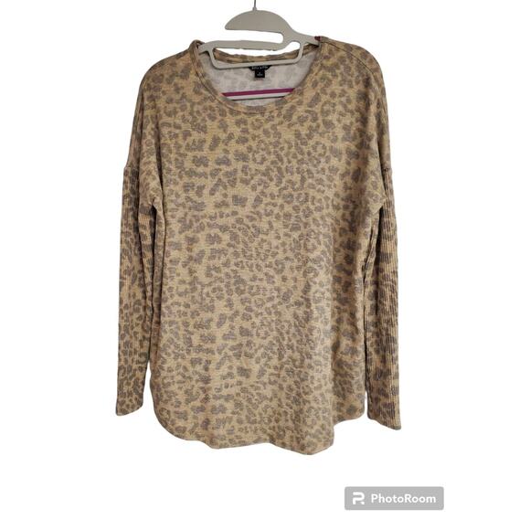 Buffalo David Bitton Cheetah/Leopard Print Long Sleeve Knit Top | Size Small - Picture 1 of 6